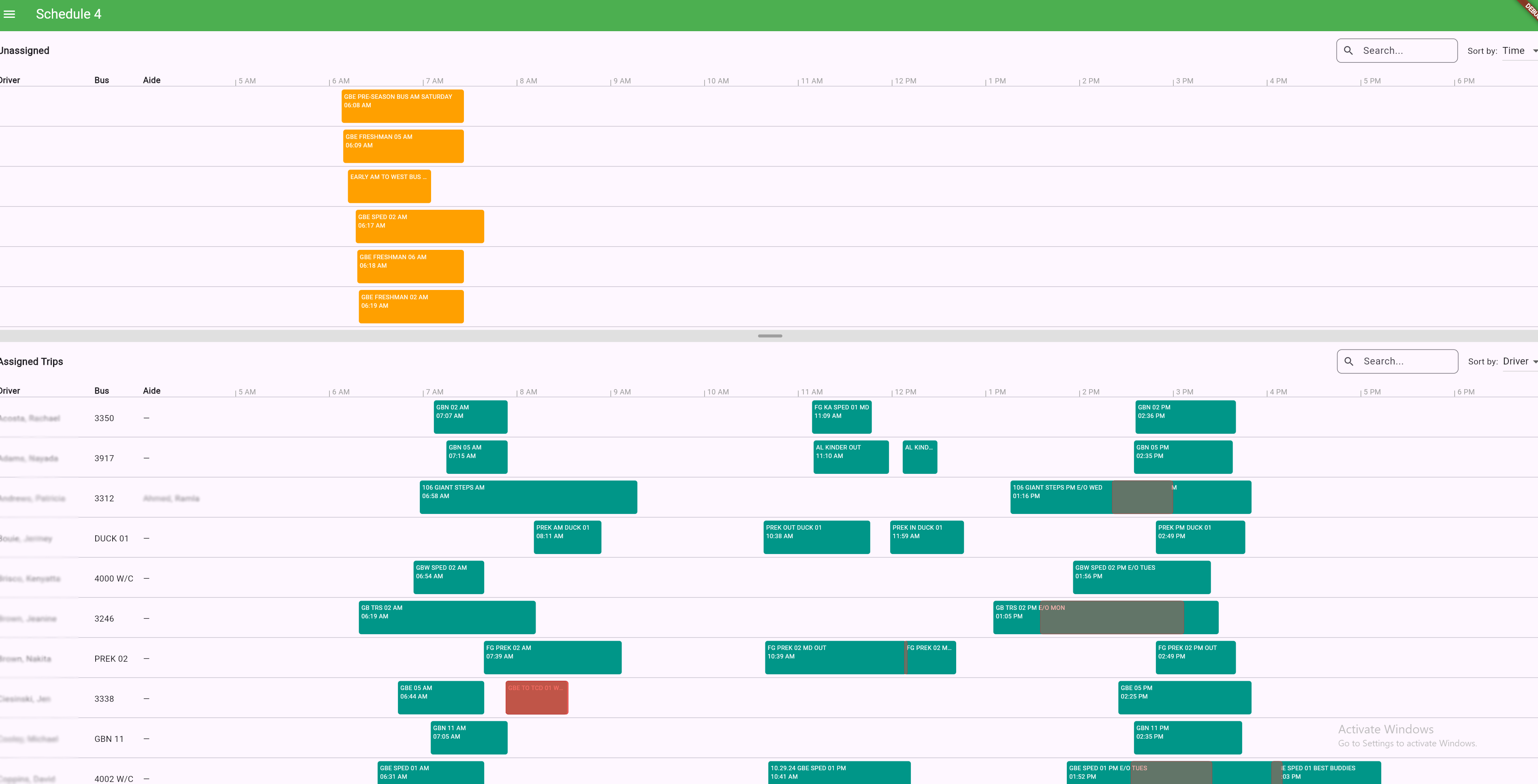 Dispatcher Driver Assignments View
