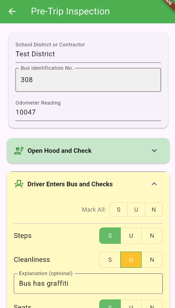 Screenshot of a digital vehicle inspection report